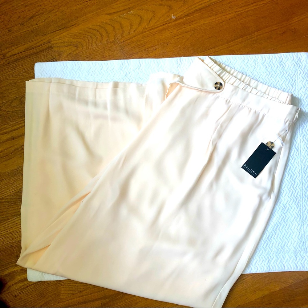 Eloquii NWT Ivory Wide Leg Overlay Pants 24 - Picture 4 of 7